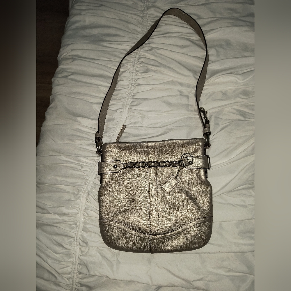 Champagne metallic Coach purse